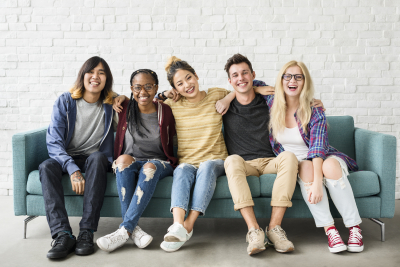 group of youth friends laughing concept